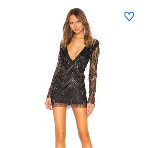 NEW WITH TAGS! Revolve Black Sequin Fringe Dress, XS
